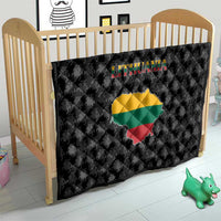 Lithuania Map Combined with National Coat of Arms Quilt Patriotic Design