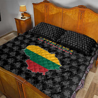 Lithuania Map Combined with National Coat of Arms Quilt Bed Set Patriotic Design