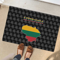 Lithuania Map Combined with National Coat of Arms Rubber Doormat Patriotic Design