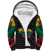 Lithuania Map Combined with National Coat of Arms Sherpa Hoodie Patriotic Design