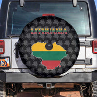 Lithuania Map Combined with National Coat of Arms Spare Tire Cover Patriotic Design
