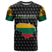Lithuania Map Combined with National Coat of Arms T Shirt Patriotic Design