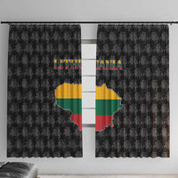 Lithuania Map Combined with National Coat of Arms Window Curtain Patriotic Design