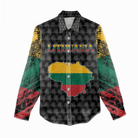 Lithuania Map Combined with National Coat of Arms Women Casual Shirt Patriotic Design