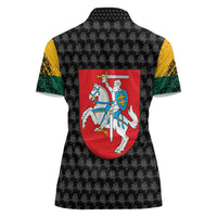Lithuania Map Combined with National Coat of Arms Women Polo Shirt Patriotic Design