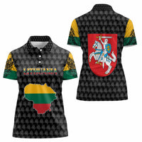 Lithuania Map Combined with National Coat of Arms Women Polo Shirt Patriotic Design