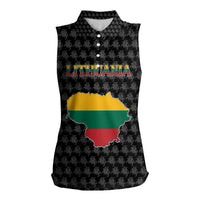 Lithuania Map Combined with National Coat of Arms Women Sleeveless Polo Shirt Patriotic Design