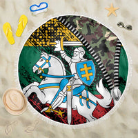 Lithuania's National Emblem Beach Blanket with Military Motifs - Army-Inspired Design