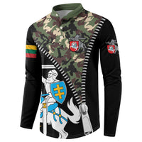 Lithuania's National Emblem Button Sweatshirt with Military Motifs - Army-Inspired Design