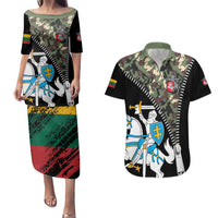 Lithuania's National Emblem Couples Matching Puletasi and Hawaiian Shirt with Military Motifs - Army-Inspired Design