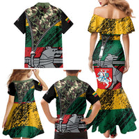 Lithuania's National Emblem Family Matching Mermaid Dress and Hawaiian Shirt with Military Motifs - Army-Inspired Design