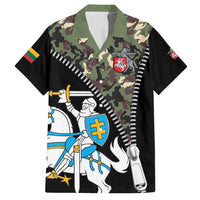 Lithuania's National Emblem Family Matching Off Shoulder Maxi Dress and Hawaiian Shirt with Military Motifs - Army-Inspired Design