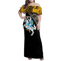 Lithuania's National Emblem Family Matching Off Shoulder Maxi Dress and Hawaiian Shirt with Military Motifs - Army-Inspired Design