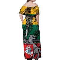 Lithuania's National Emblem Family Matching Off Shoulder Maxi Dress and Hawaiian Shirt with Military Motifs - Army-Inspired Design