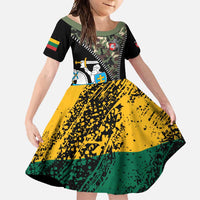 Lithuania's National Emblem Family Matching Summer Maxi Dress and Hawaiian Shirt with Military Motifs - Army-Inspired Design