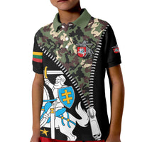 Lithuania's National Emblem Kid Polo Shirt with Military Motifs - Army-Inspired Design