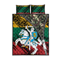 Lithuania's National Emblem Quilt Bed Set with Military Motifs - Army-Inspired Design