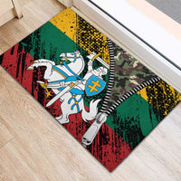 Lithuania's National Emblem Rubber Doormat with Military Motifs - Army-Inspired Design