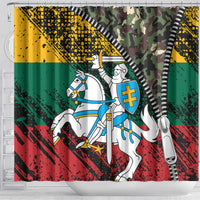 Lithuania's National Emblem Shower Curtain with Military Motifs - Army-Inspired Design
