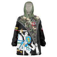 Lithuania's National Emblem Wearable Blanket Hoodie with Military Motifs - Army-Inspired Design