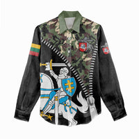 Lithuania's National Emblem Women Casual Shirt with Military Motifs - Army-Inspired Design