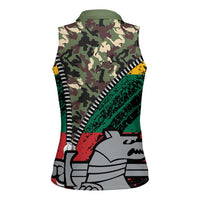 Lithuania's National Emblem Women Sleeveless Polo Shirt with Military Motifs - Army-Inspired Design