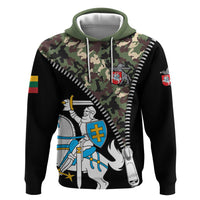 Lithuania's National Emblem Zip Hoodie with Military Motifs - Army-Inspired Design