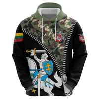 Lithuania's National Emblem Zip Hoodie with Military Motifs - Army-Inspired Design