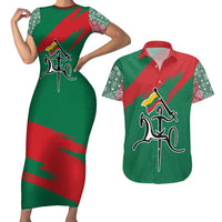 Lithuania Emblem Couples Matching Short Sleeve Bodycon Dress and Hawaiian Shirt National Symbol with Traditional Patterns