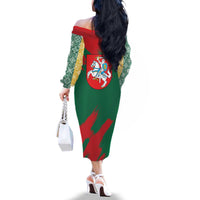 Lithuania Emblem Family Matching Off The Shoulder Long Sleeve Dress and Hawaiian Shirt National Symbol with Traditional Patterns