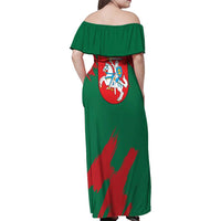 Lithuania Emblem Family Matching Off Shoulder Maxi Dress and Hawaiian Shirt National Symbol with Traditional Patterns