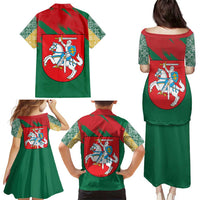 Lithuania Emblem Family Matching Puletasi and Hawaiian Shirt National Symbol with Traditional Patterns