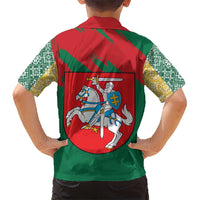 Lithuania Emblem Kid Hawaiian Shirt National Symbol with Traditional Patterns