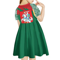 Lithuania Emblem Kid Short Sleeve Dress National Symbol with Traditional Patterns