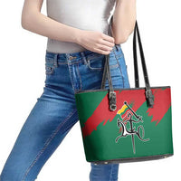 Lithuania Emblem Leather Tote Bag National Symbol with Traditional Patterns