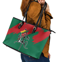 Lithuania Emblem Leather Tote Bag National Symbol with Traditional Patterns