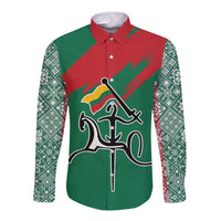 Lithuania Emblem Long Sleeve Button Shirt National Symbol with Traditional Patterns
