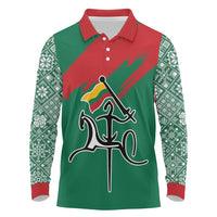 Lithuania Emblem Long Sleeve Polo Shirt National Symbol with Traditional Patterns