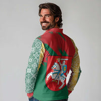 Lithuania Emblem Long Sleeve Polo Shirt National Symbol with Traditional Patterns