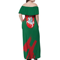 Lithuania Emblem Off Shoulder Maxi Dress National Symbol with Traditional Patterns