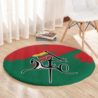 Lithuania Emblem Round Carpet National Symbol with Traditional Patterns