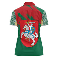 Lithuania Emblem Women Polo Shirt National Symbol with Traditional Patterns