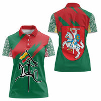 Lithuania Emblem Women Polo Shirt National Symbol with Traditional Patterns