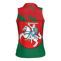 Lithuania Emblem Women Sleeveless Polo Shirt National Symbol with Traditional Patterns