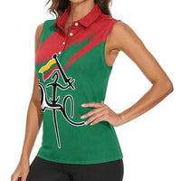 Lithuania Emblem Women Sleeveless Polo Shirt National Symbol with Traditional Patterns