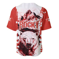 Canada Bear Baseball Jersey with Maple Leaf and Rocky Mountain Design