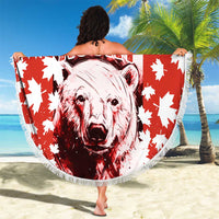 Canada Bear Beach Blanket with Maple Leaf and Rocky Mountain Design