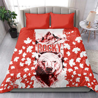 Canada Bear Bedding Set with Maple Leaf and Rocky Mountain Design