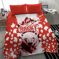 Canada Bear Bedding Set with Maple Leaf and Rocky Mountain Design