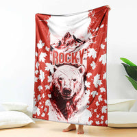 Canada Bear Blanket with Maple Leaf and Rocky Mountain Design